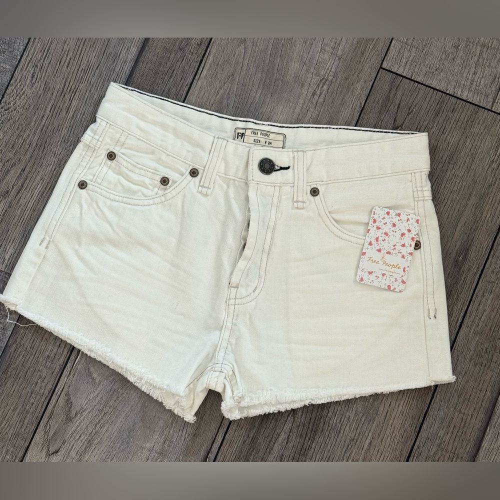 NEW! Free People Uptown Shorts Raw Fringe Hem High Waisted